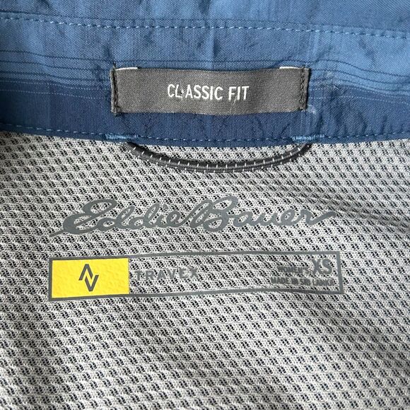 Eddie Bauer Travex Blue Plaid Button Front Roll Tab Long Sleeve Shirt-Women's XS - Picture 6 of 11